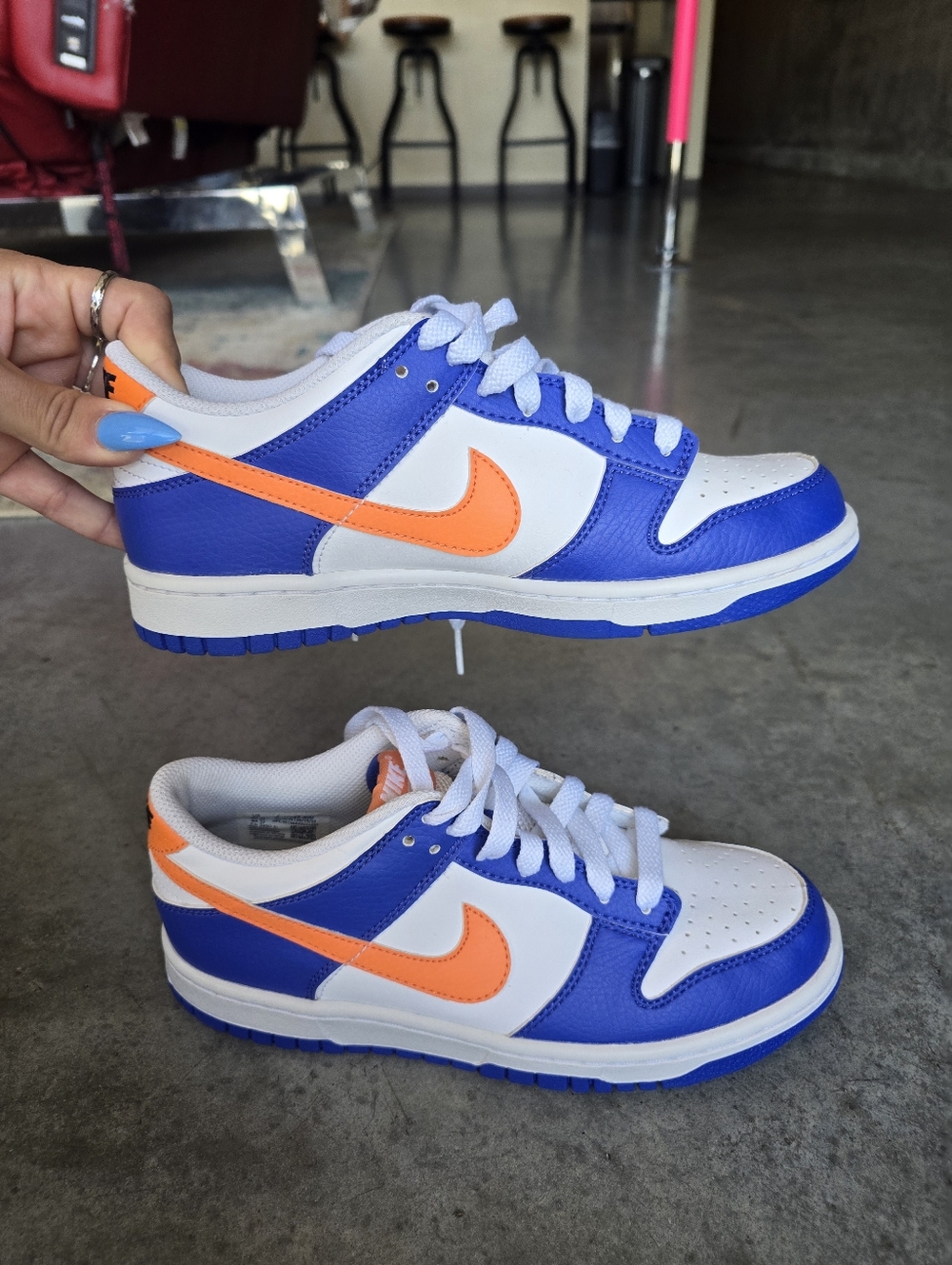 Nike White, Blue & Orange Size 6Y Or 8 Womens